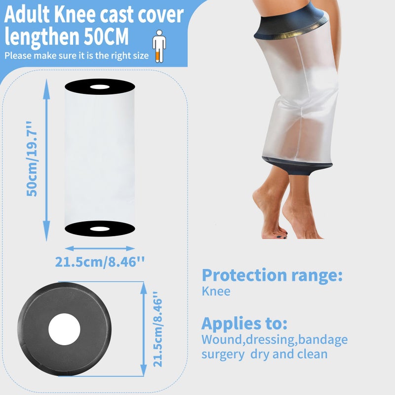 KEEFITT Knee Cast Cover for Shower, Waterproof Bandage and Cast Protector for Knee Replacement Surgery, Wound, Burns Watertight Protection Reusable, - Image 2